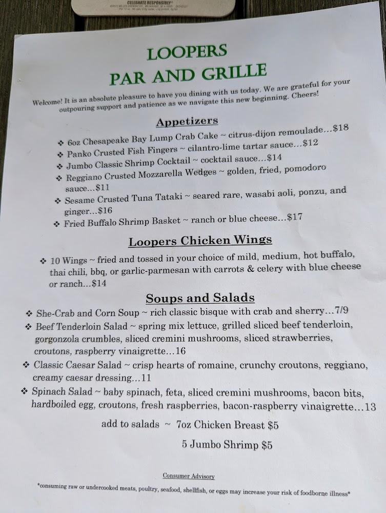 Loopers Par & Grille Menu image 2